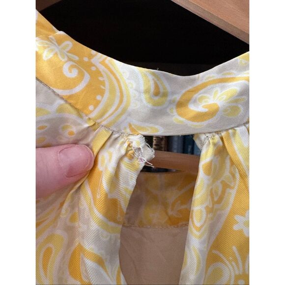 Vintage White Tag Lilly Pulitzer 100% Silk Yellow & White Midi Dress Size 2 - Picture 7 of 8